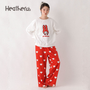 Heatherich Sanrio联名2025冬新款美乐蒂珊瑚绒睡衣家居服599664