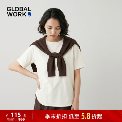 GLOBAL WORK T恤女2026夏季新款纯色宽松简约短袖上衣658165
