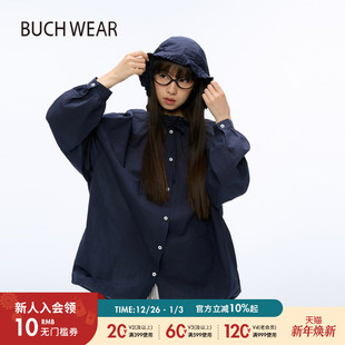WEAR 宽松休闲长袖 衬衫 新款 连帽上衣591972 女2025秋季 BUCH