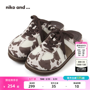 网眼拼接潮流系带一脚蹬鞋 niko 女2026新款 ...休闲鞋 641448 and