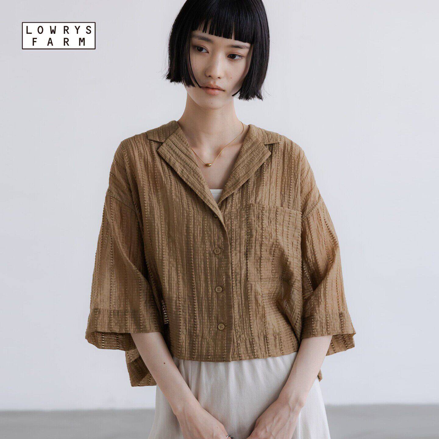LOWRYS FARM衬衫女2026夏季新款轻薄短款半透明短袖上
