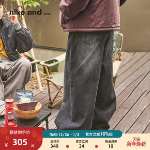 and 复古慵懒感棉质拖地牛仔裤 ...长裤 新款 594165 男2025冬季 niko