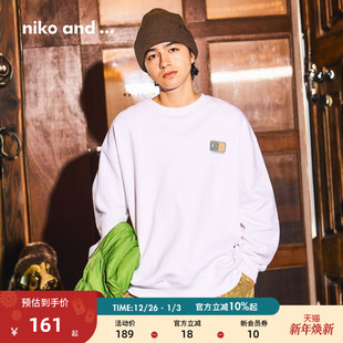 潮流宽松圆领棉质长袖 niko 新款 ...卫衣男2025冬季 上衣601675 and