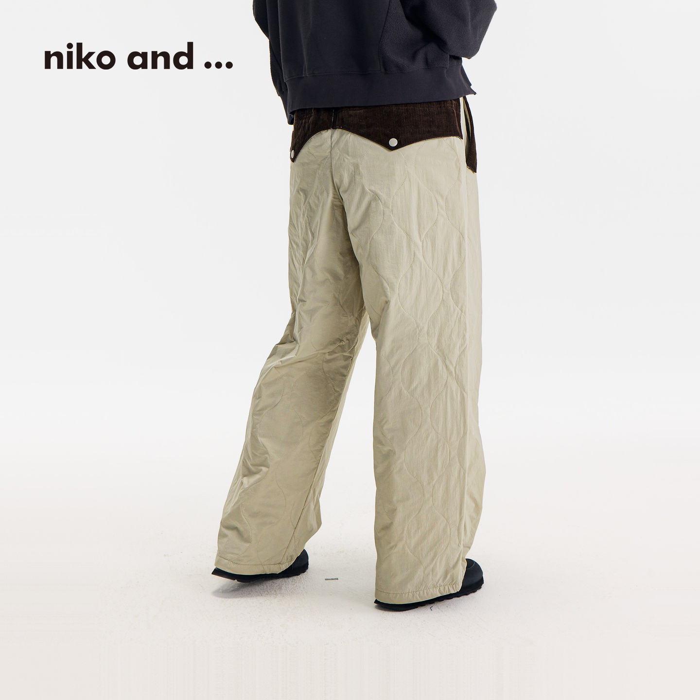 niko and ...长裤女2025秋冬新款绗缝抽绳保暖夹棉直筒棉裤499066