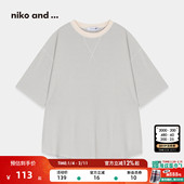 华夫格短袖 上衣496101 and ...T恤25夏男女同款 博主同款 niko
