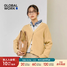 GLOBAL WORK毛针织衫女2025年春秋新款气质系扣毛衣开衫253314
