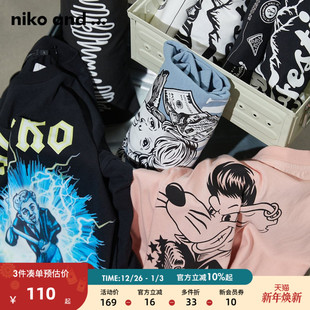 休闲宽松潮流卡通印花短袖 ...T恤男2025年春季 980364 and niko