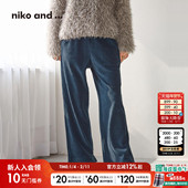 休闲直筒垂感针织裤 niko 574377 女2025冬季 新款 and ...长裤