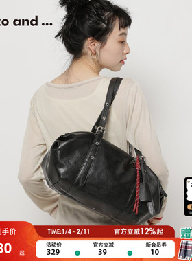 niko and ...提包女2025新款PU质感通勤出行波士顿包631206