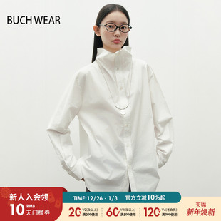 简约外衣326569 休闲日系高领衬衫 BUCH WEAR外套女2025春秋新款