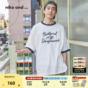 and 刺绣撞色短袖 ...T恤男女同款 新款 T恤498900 2025年夏季 niko