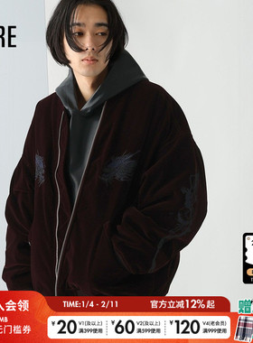HARE外套男24冬季新款刺绣设计感宽松气质日系夹克厚外套146990