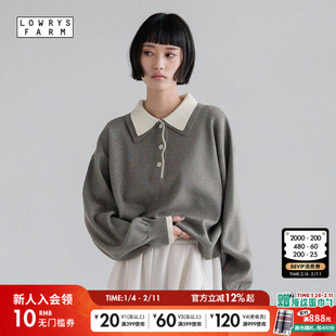 LOWRYS FARM毛衣女2026春季新款假两件撞色翻领针织衫636126