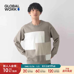 宽松撞色拼接气质长袖 GLOBAL 新款 男24冬季 毛衣116373 WORK针织衫