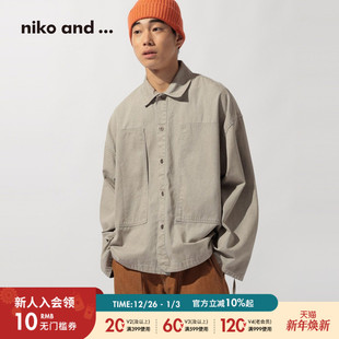 外套男2026冬季 ... 新款 牛仔风棉质长袖 592583 niko 夹克衫 and