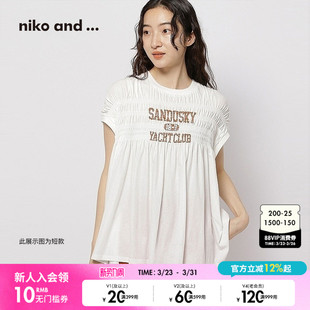 时尚 ...T恤女2025春季 字母印花休闲日系上衣136444 and niko