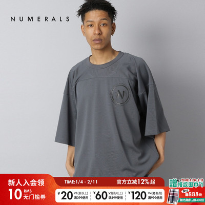 NUMERALS T恤男2025夏季新款休闲日系宽松字母圆领上衣322199