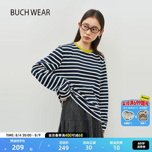 【博主同款】BUCH WEAR T恤女2025春季时尚条纹长袖上衣249845