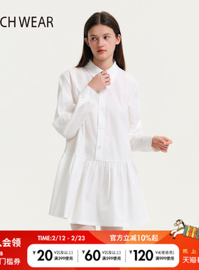 BUCH WEAR连衣裙女2026春季新款褶皱水滴领公主风棉质裙子642245