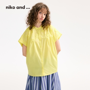 新款 niko 女2025夏季 and 棉质通勤休闲蕾丝上衣571776 ...衬衫