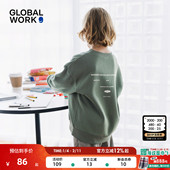 GLOBAL 字母印花棉质儿童上衣599757 新款 WORK 卫衣男童2026春季