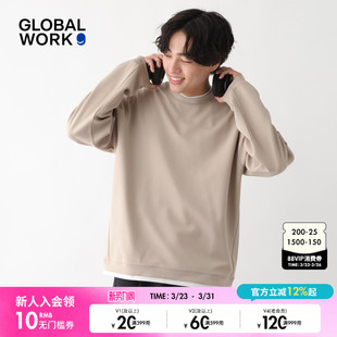 拼接假两件圆领长袖 GLOBAL 新款 卫衣男2026春季 上衣656081 WORK