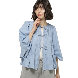 niko and ...衬衫女夏季款时尚休闲系带简约系绳上衣129064