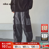 and 宽松复古多口袋拼接工装 ...休闲裤 niko 女2025冬季 款 裤 578189