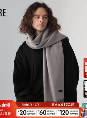 HARE围巾2025春季新款气质保暖日系羊毛混纺棉花糖流苏围巾146808