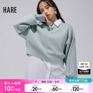 系扣正反两穿短款 HARE毛针织衫 时尚 新款 毛衣外套240795 24冬季