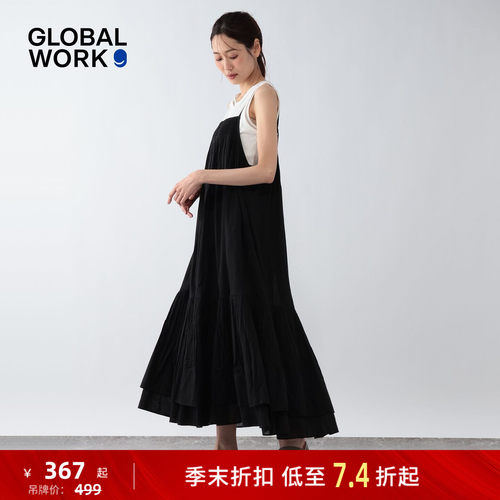 GLOBAL WORK 连衣裙女2026夏季新款荷叶边吊带棉质长裙636282