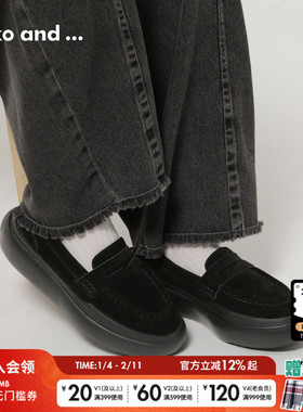 niko and ...鞋子女2026新款美拉德色系厚底复古休闲乐福鞋631204