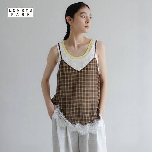 LOWRYS FARM吊带女2026夏季新款温柔风格纹蕾丝无袖衬衣1049046