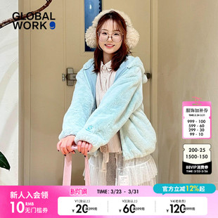 毛绒外套595493 Sanrio联名25冬玉桂狗人鱼汉顿亲子装 GLOBAL WORK
