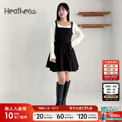 Heatherich连衣裙女2026春季新款时尚叠穿简约日系裙子302780