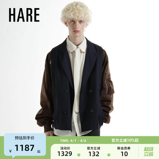 帅气有型撞色拼接袖 外套645139 新款 HARE夹克男2026春季