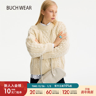 麻花文艺长袖 新款 温柔宽松上衣613897 WEAR毛衣女2025冬季 BUCH