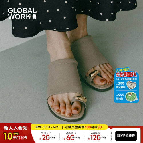 GLOBAL WORK 凉鞋女2026新款气质PU皮一脚蹬粗高跟凉鞋658824