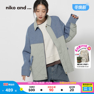 niko and ...棉服女2026冬季新款牛仔拼接衍缝撞色外套1060598