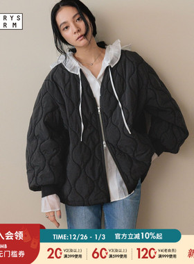 LOWRYS FARM外套女2025冬季新款廓形减龄绗缝无领夹克服579778