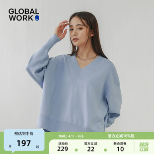 针织衫 GLOBAL 579519 休闲气质V领长袖 新款 WORK 毛衣女2025冬季