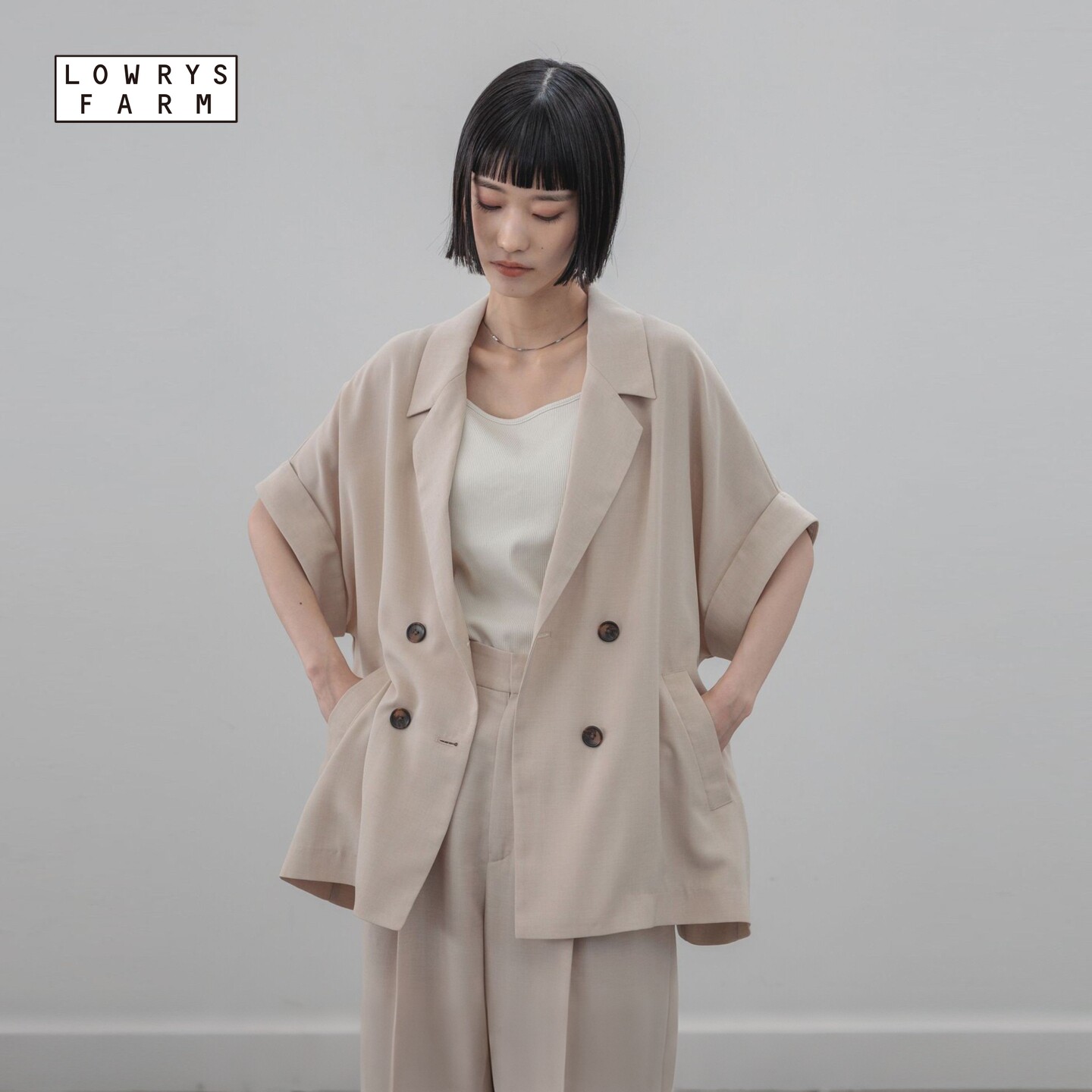 LOWRYS FARM西装女2026夏季新款职场通勤短袖西服外套637608