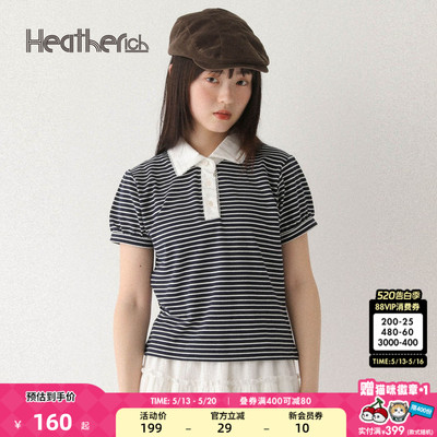 Heatherich POLO衫女2025夏季新款通勤休闲翻领短袖上衣576813