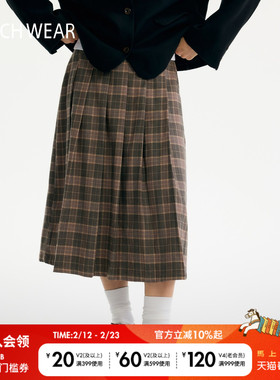 BUCH WEAR半身裙女2026春季新款日系格纹学院少女风长裙602704