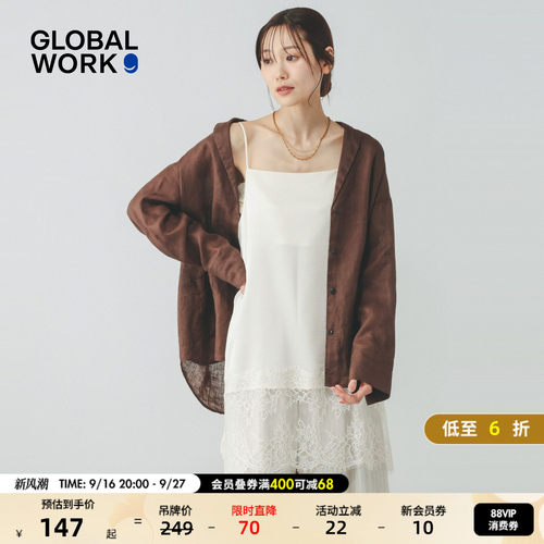 GLOBAL WORK 吊带女2026夏季新款蕾丝拼接无袖吊带衬衣671839