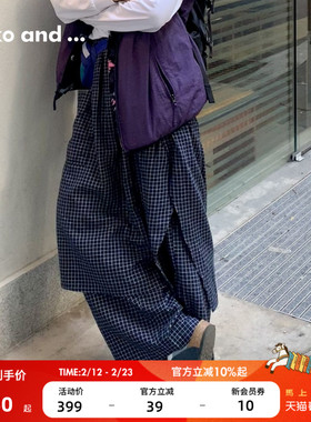 niko and ...休闲裤女[十五]2026年春季新款格纹设计感裙裤639824