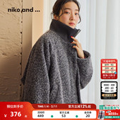 niko 仿羊羔绒拉毛厚外套大衣575688 新款 and ...外套女2025冬季