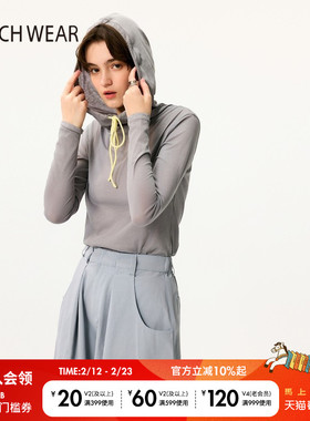 BUCH WEAR T恤女2025年夏季新款休闲含棉连帽打底长袖上衣494377