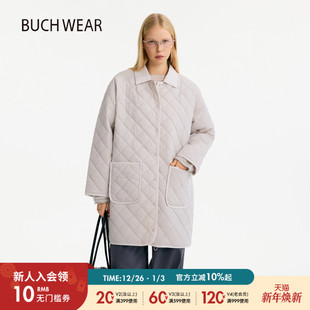 高级廓形菱格大口袋厚外套602737 新款 BUCH WEAR棉服女2025冬季