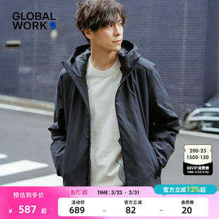 日式 GLOBAL 新款 外套男25冬季 休闲纯色拉链棉服厚外套451310 WORK